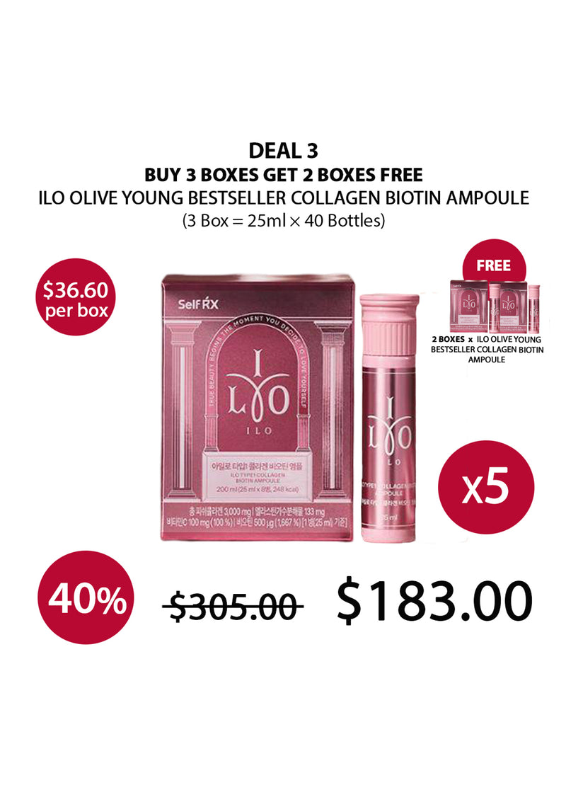 [ILO] Olive Young Bestseller Collagen Biotin Ampoule (1 Box = 25ml × 8 Bottles)