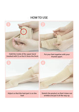 Instructions on how to use a compression bandage on feet.