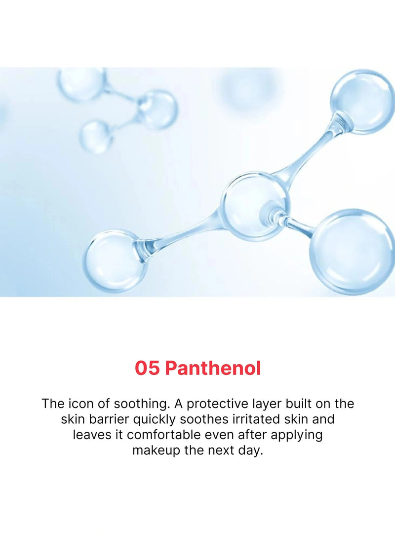 Molecular structure with '05 Panthenol' text on a light blue background