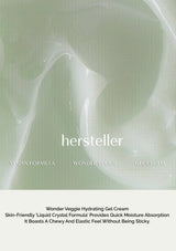 Hersteller Wonder Veggie Hydrating Gel Cream with a close-up of the cream's texture on a white background.