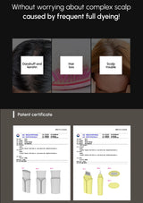 Advertisement for hair care products with images of scalp issues and product packaging.