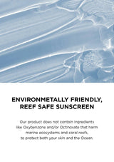 Product label for environmentally friendly, reef-safe sunscreen with text about ingredient safety.