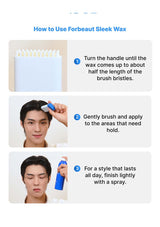 Instructions on how to use Forbeaut Sleek Wax with text and images of a person applying wax.