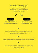 Usage tips for a skincare product on a yellow background