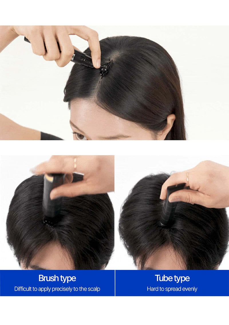 Step-by-step guide on applying hair extensions with a brush and tube type.