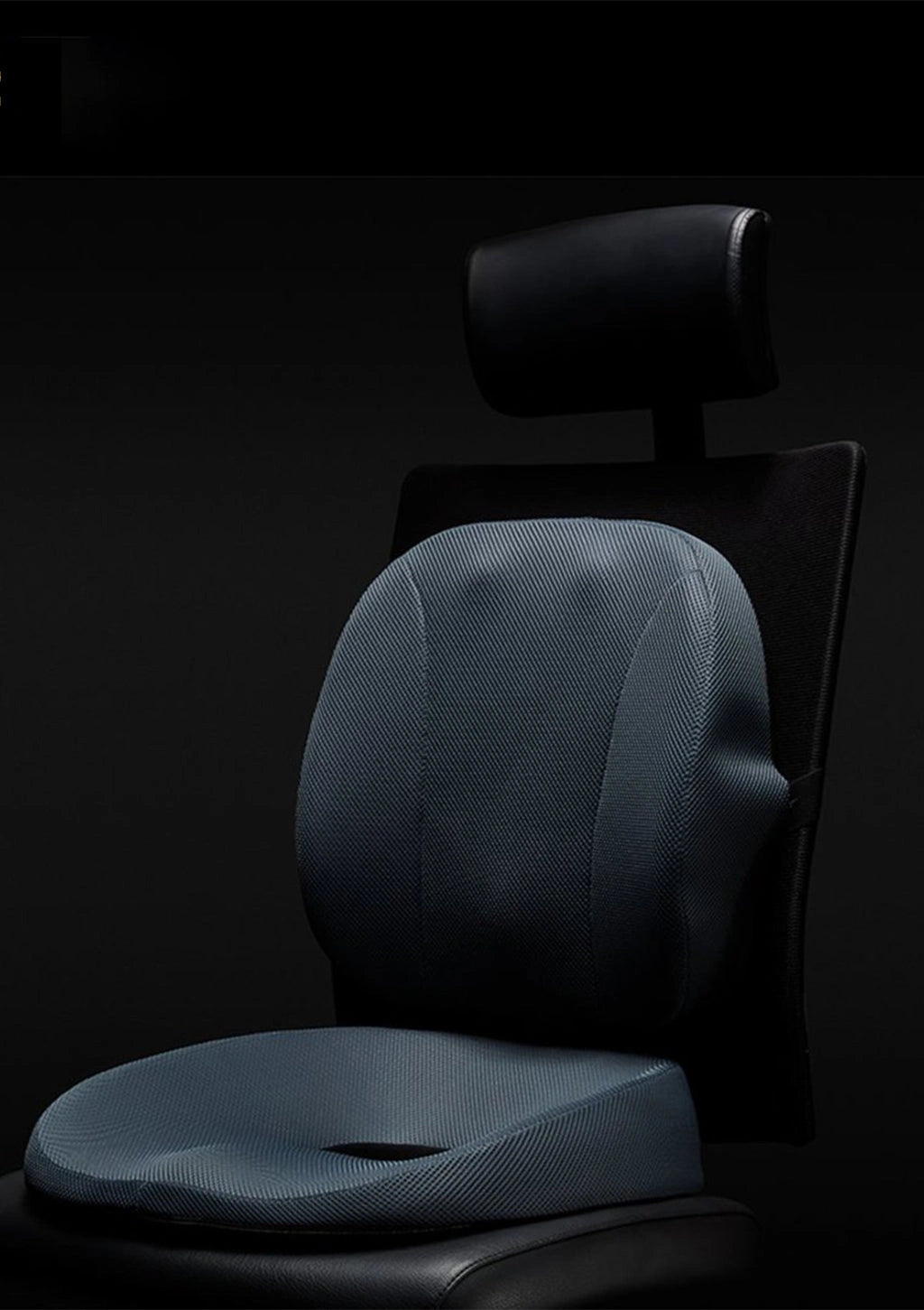 Car massage seat cover with headrest on a black background