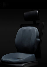 Car massage seat cover with headrest on a black background