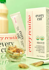 Everycut skincare product with kiwi fruits on a green background