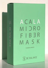 Green box of Acala Microfiber Mask by Be Balance on a light background