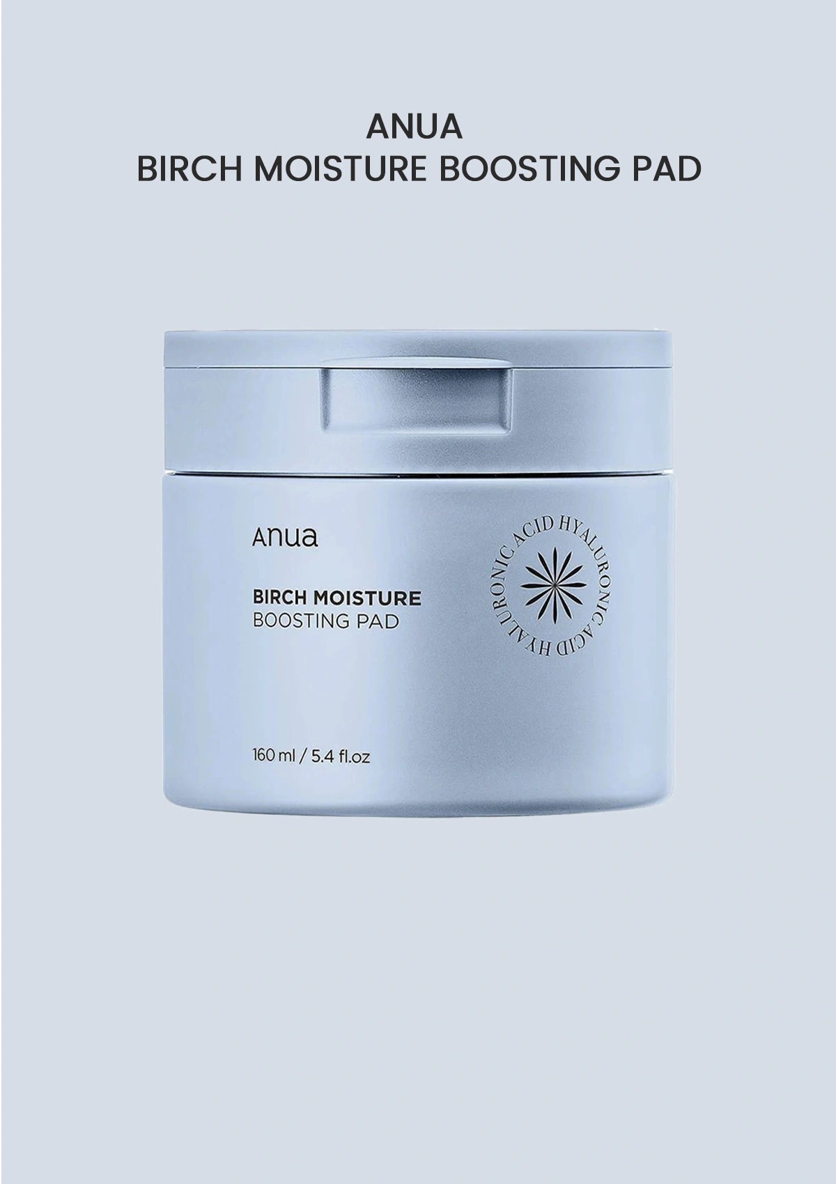 Anua Birch Moisture Boosting Pad container on a light blue background