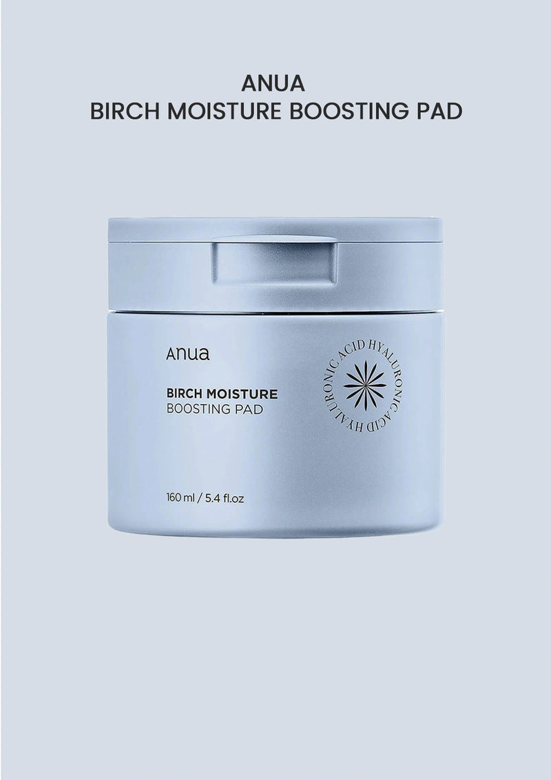 Anua Birch Moisture Boosting Pad container on a light blue background