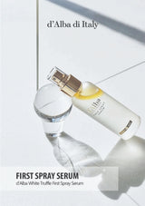 d'Alba White Truffle First Spray Serum on a white background with 'd'Alba di Italy' branding.