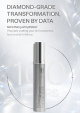 A silver cosmetic tube labeled 'CelDot stands centered against a light gray and white abstract background with promotional text at the top reading 'DIAMOND-GRADE TRANSFORMATION, PROVEN BY DATA'.