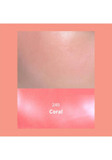 Coral color swatch with shade number 245 on a peach border