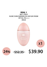 Pink BB cream bottle with promotional text on a white background