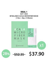 Acala Microfiber Mask packaging with promotional deal on a white background
