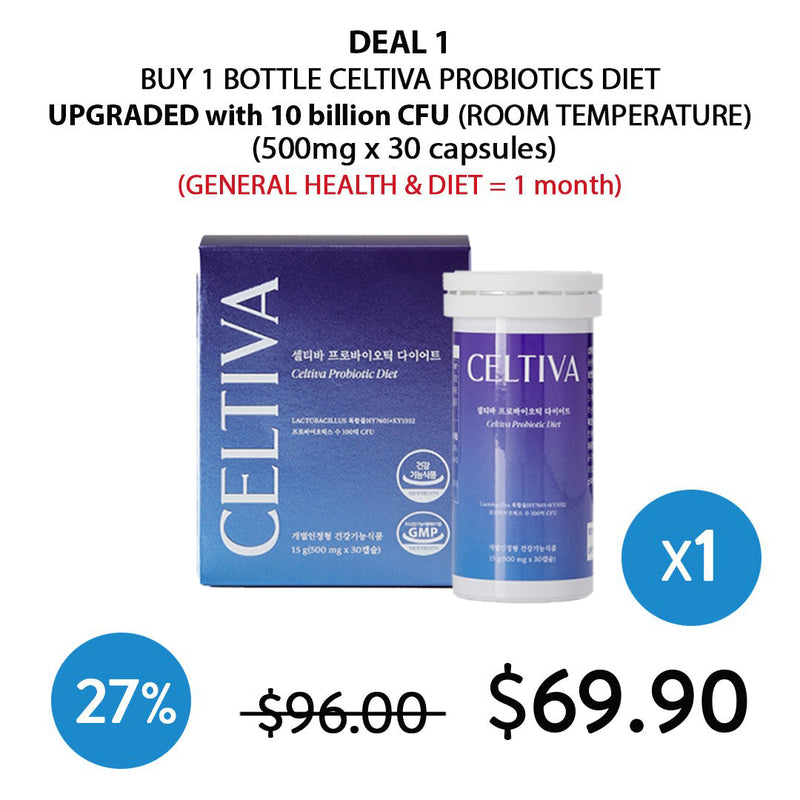 [CELTIVA] UPGRADED VERSION KFDA-certified Probiotics Diet (1 Box = 500mg X 30 Capsules)