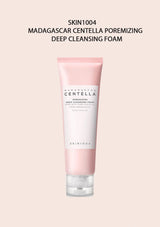 SKIN1004 Madagascar Centella pore minimizing deep cleansing foam on a beige background