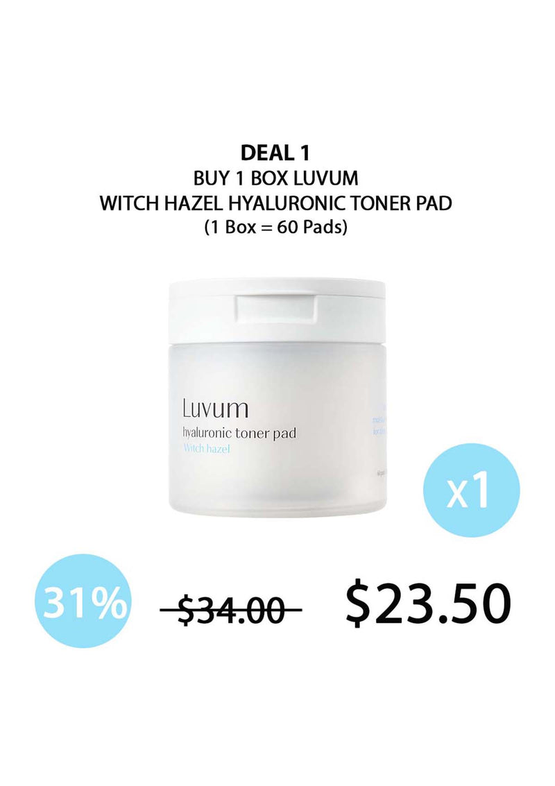 BOGO - [LUVUM] Witch Hazel Hyaluronic Toner Pad (1 Box = 60 Pads)