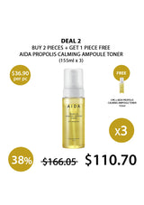 Aida Propolis Calming Ampoule Toner with promotional text on a white background