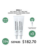 Promotional offer for Vemontes Veloof Super Varriel Cream with pricing and quantity details.