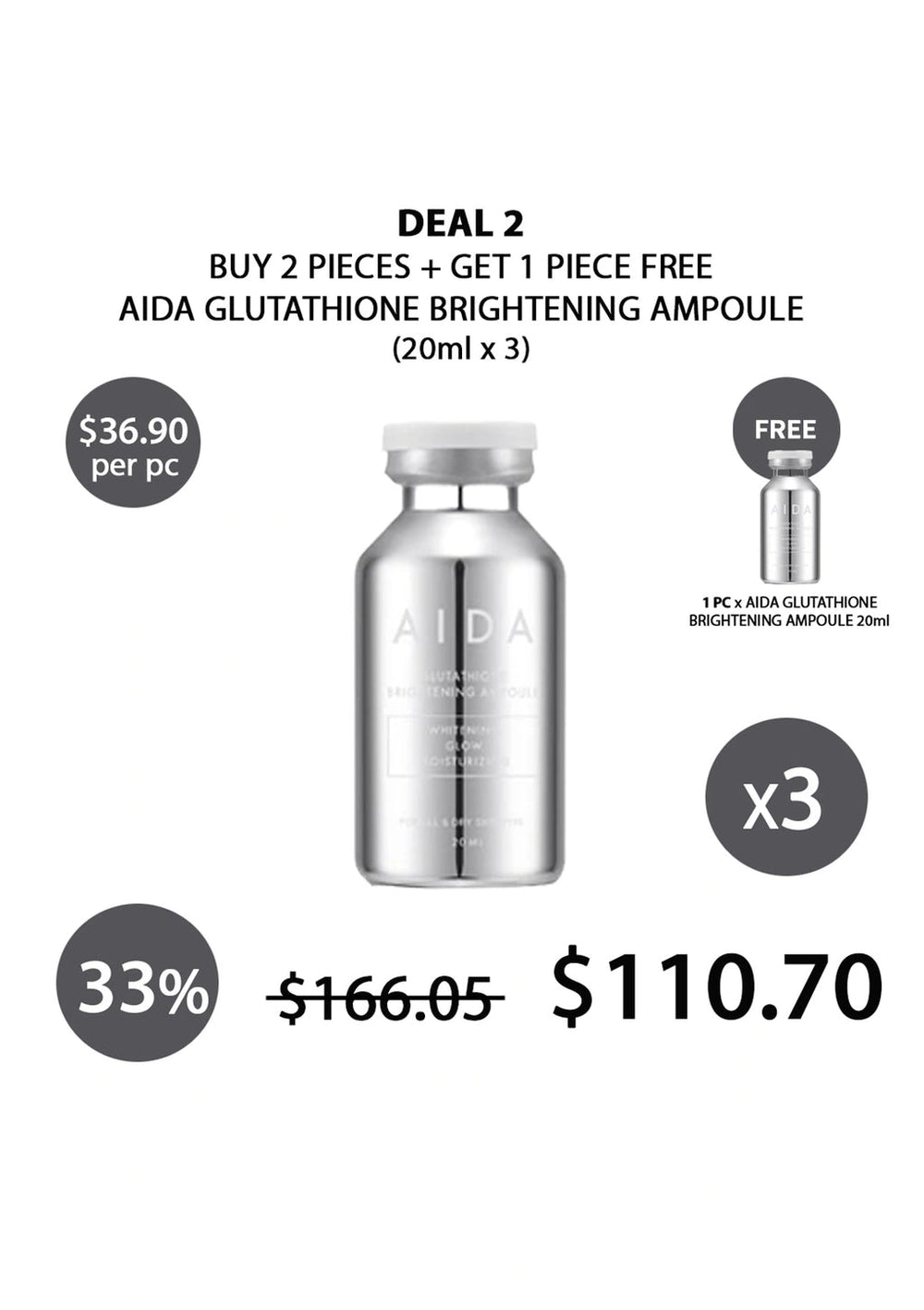glutathione 3 aa AIDA Brightening Ampoule – Radiance & Tone Booster SG (BUY 1 WHITE) AIDA Glutathione Ampoule Size:Capsules (30x500mg) Veterinary Injection B12 Injection Hydration and glow toner reviewed scientific papers on