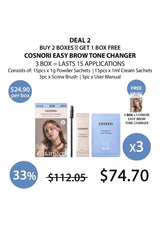 Cosnori Easy Brow Tone Changer packaging with promotional text on a white background
