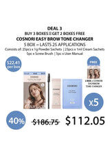 Cosnori Easy Brow Tone Changer product with promotional offer on a white background
