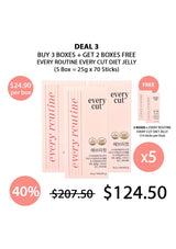Advertisement for 'Every Routine Every Cut Diet Jelly' with pricing and deal information on a white background.