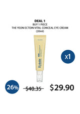 The Yeon Ectoin Vital Conceal Eye Cream packaging with promotional text on a white background