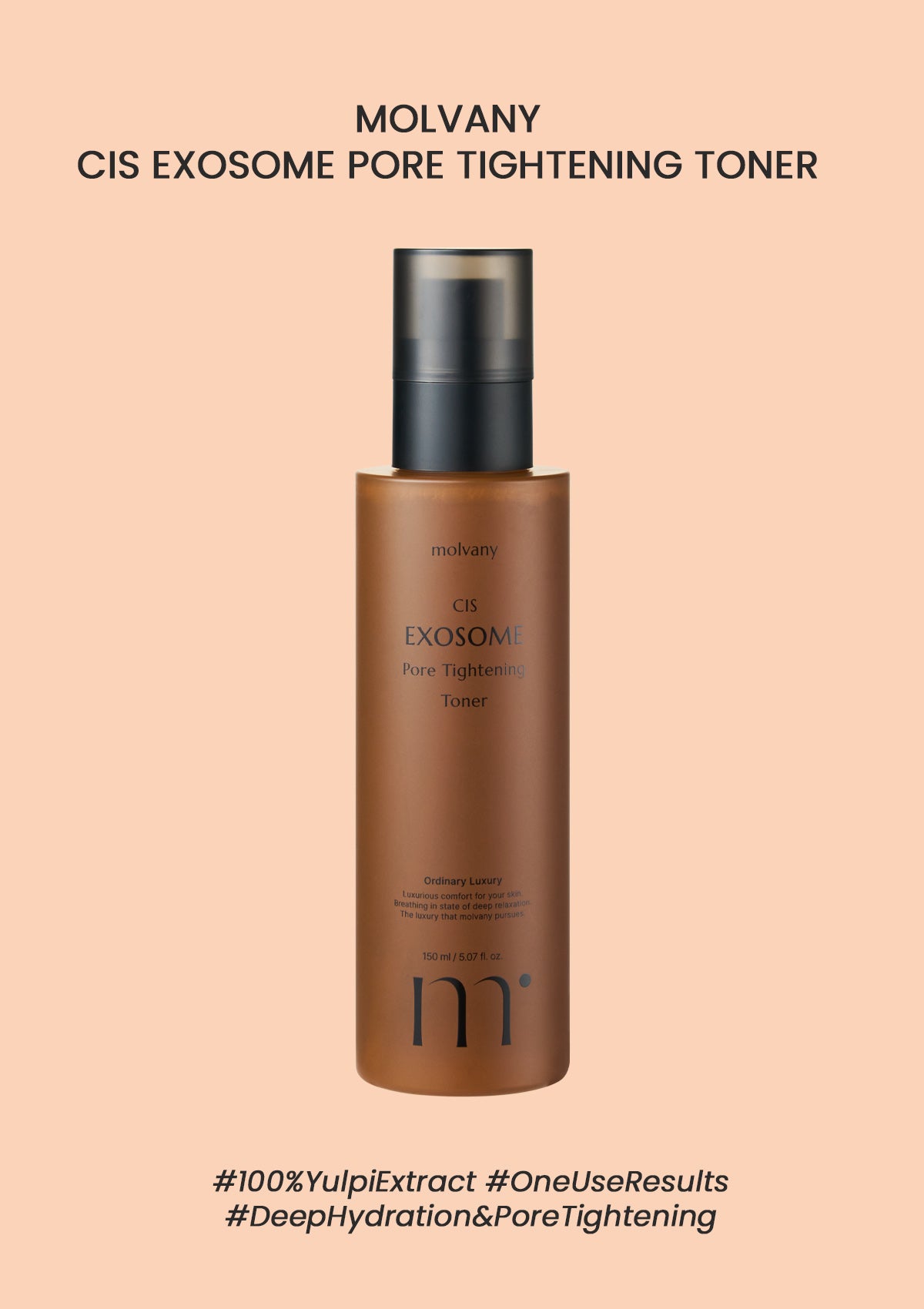 Molvany CIS Exosome Pore Tightening Toner bottle on a beige background