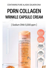 PDRN Collagen Wrinkle Capsule Cream packaging with text on a white background
