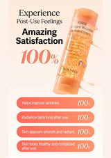 Cosmetic cream bottle with text highlighting post-use benefits on a light background