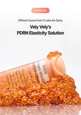 Vely Vely's PDRN Elasticity Solution cream with capsules on a white background
