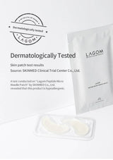 Lagom skin patch with dermatological testing information on a white background