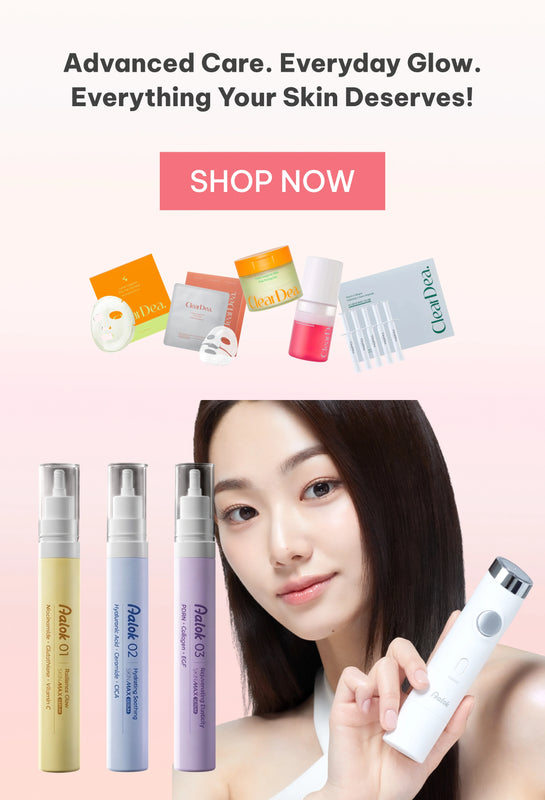 A promotional skincare ad with the headline 'Advanced Care. Everyday Glow.