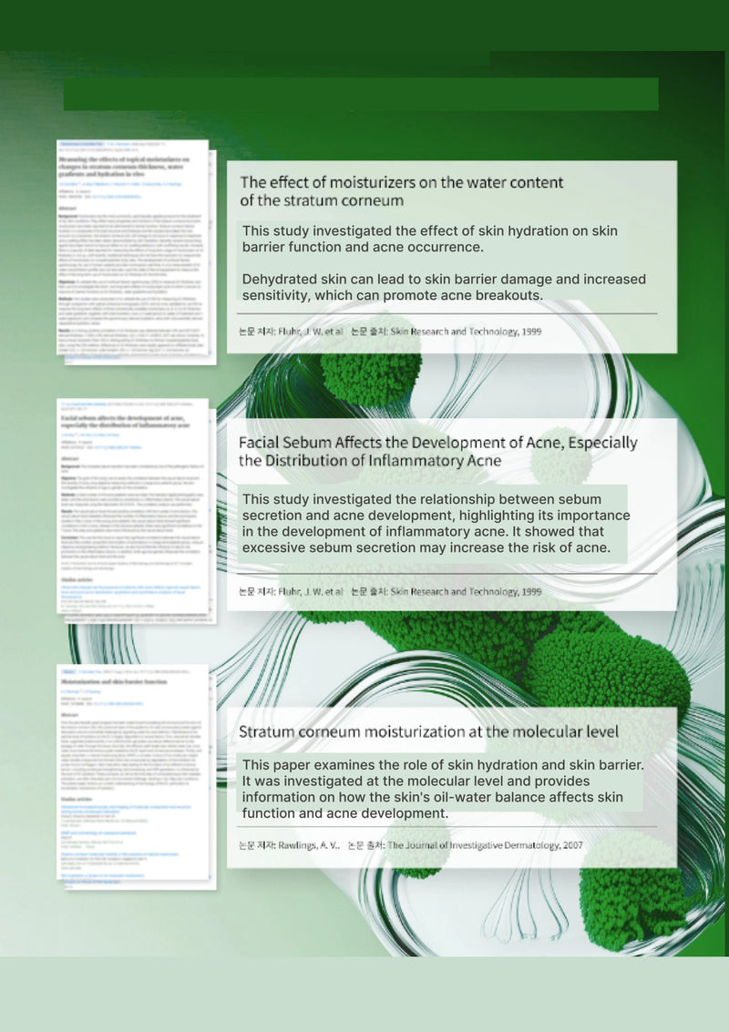 Scientific text on moisturizers and skin hydration with a green background