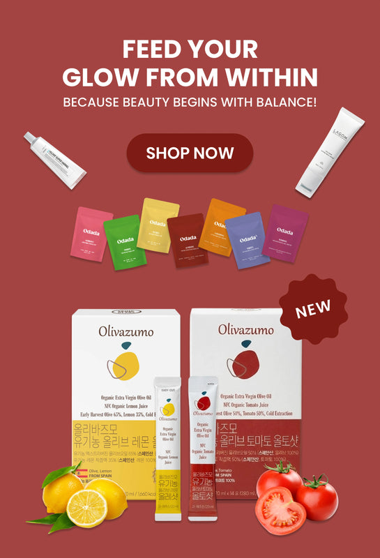 Olivazumo product packaging with lemons, tomatoes, and a call to action on a red background