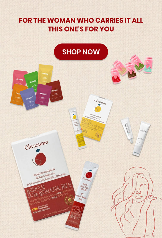 Olivazumo skincare products with promotional text on a beige background