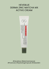 Heveblue Derma Zinc Matcha MX Active Cream tube on a light green background