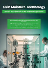 Scientists in a lab with equipment, promoting skin moisture technology.