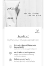 Lagom product packaging with Aqualicia branding and text about skin care benefits.