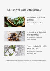 Product ingredients list with images and descriptions on a white background