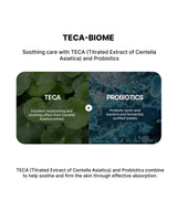 Advertisement for TECA-BIOME with TECA and Probiotics text on a white background