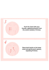 Instructions for chest massage with diagrams and text on a white background
