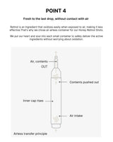 Diagram of an airless container with labeled parts and text explaining its use.