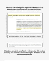 Text about Retinol's skin improvement effects with a document layout.