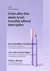 Purple eyeliner pen with text on a light purple background