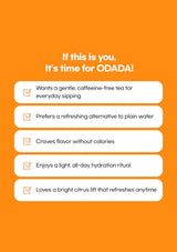 Orange background with text and checkboxes about ODADA product preferences