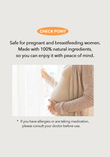 Promotional text about a product being safe for pregnant and breastfeeding women with natural ingredients.